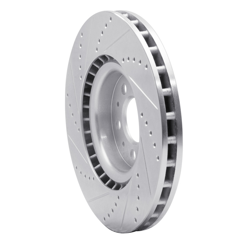 Volvo V70 Brake Rotor (1) - Front Right - R1 Concepts - Drilled & Slotted - Silver - `04-`07